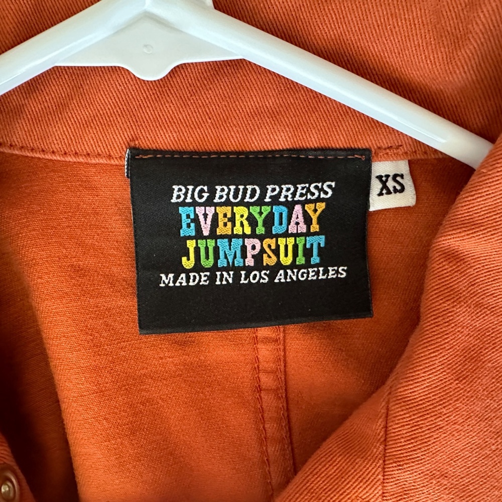 Big Bud Press Everyday Jumpsuit, Orange, XS - Picture 2 of 3